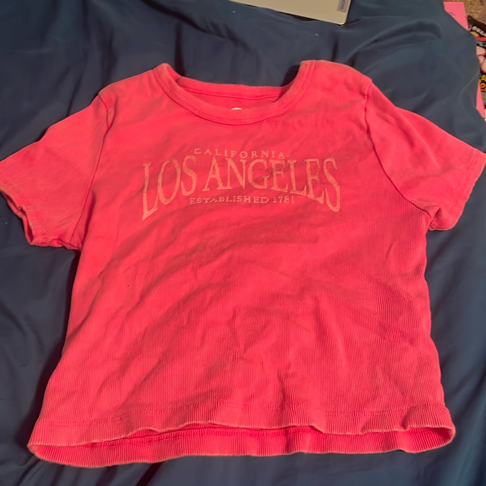 Pink L.A. Large Cropped Tee-Shirt